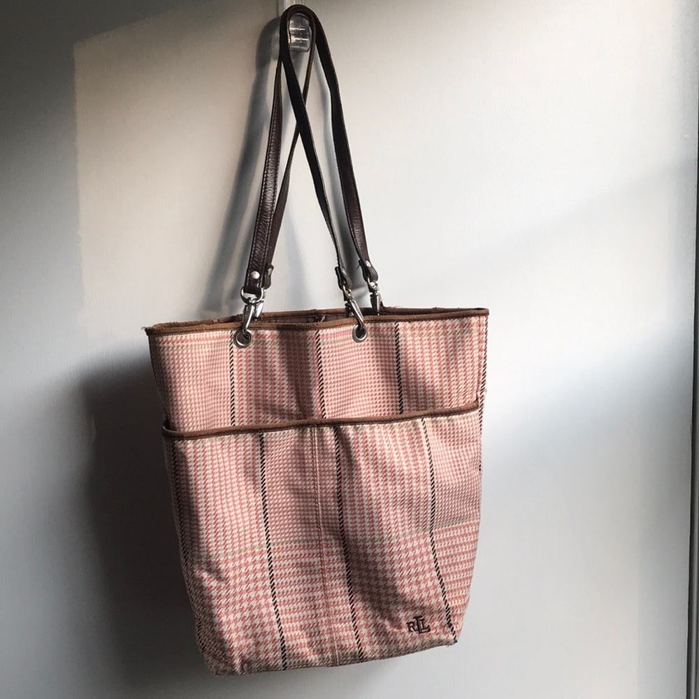 VTG Ralph Lauren Houndstooth Shoulder Bag Leather